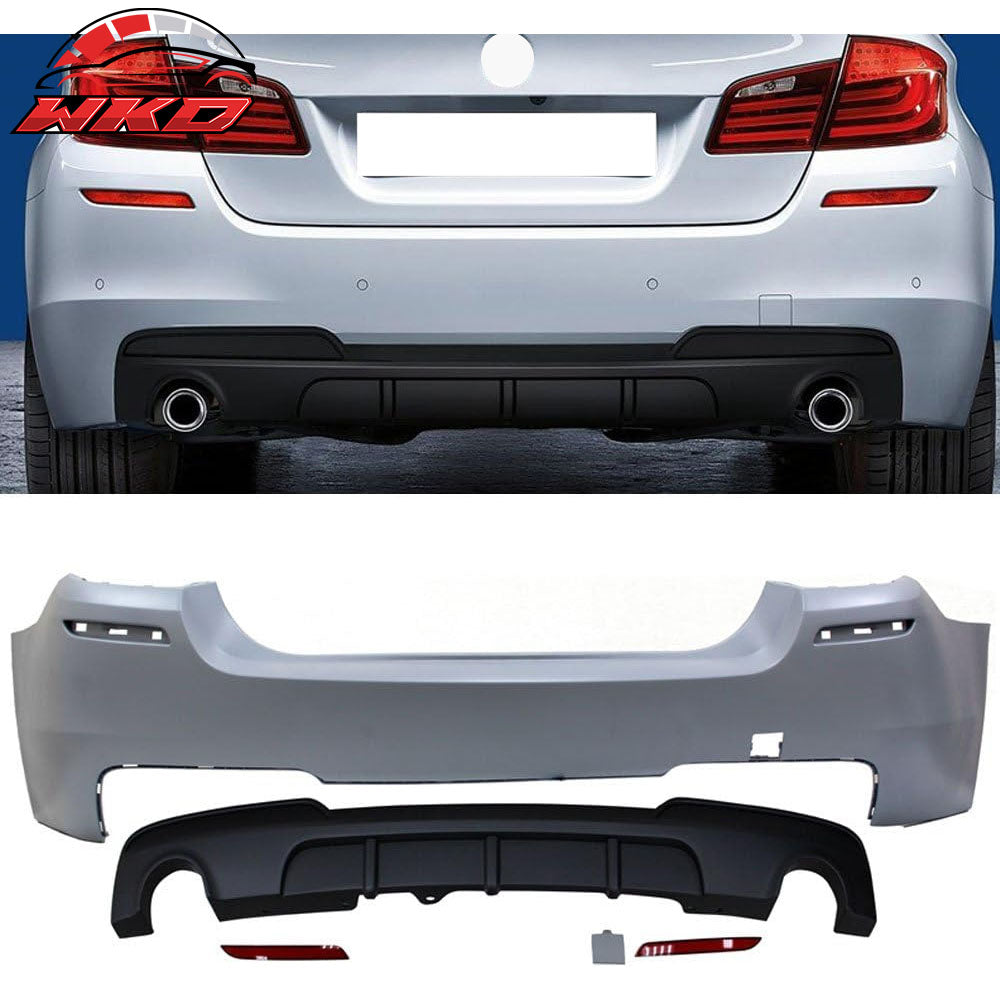 Fits 11-16 F10 535i M-P Style Rear Bumper Cover Single Muffler Twin Outlet