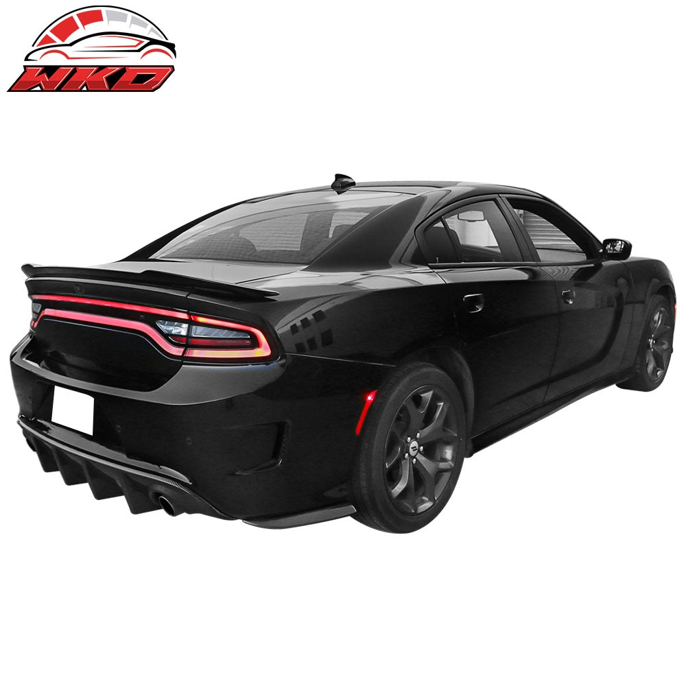 15-23 Dodge Charger Rear Bumper Lip Side Apron Spat 2PC Carbon Fiber Print | Wholesale - Wikond Auto