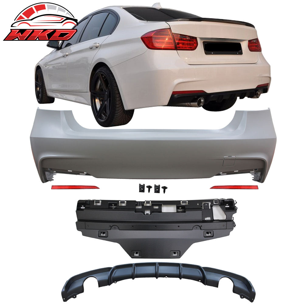 Fits 12-18 BMW F30 M Sport M Performance Rear Bumper Single Muffler Twin Outlet