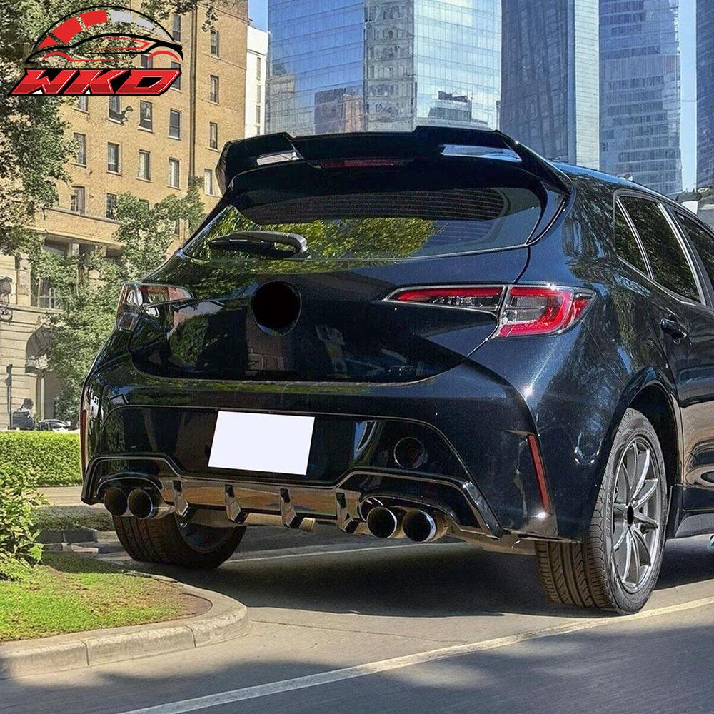 Fits 19-22 Toyota Corolla E210 Hatchback 5Dr T Style Matte Black Rear Diffuser