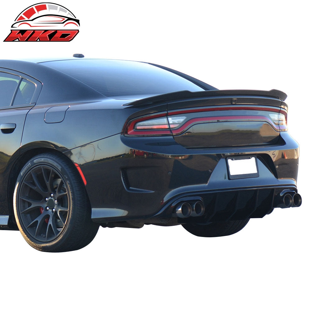 Fits 15-23 Dodge Charger Quad Exhaust Rear Diffuser Unpainted PP