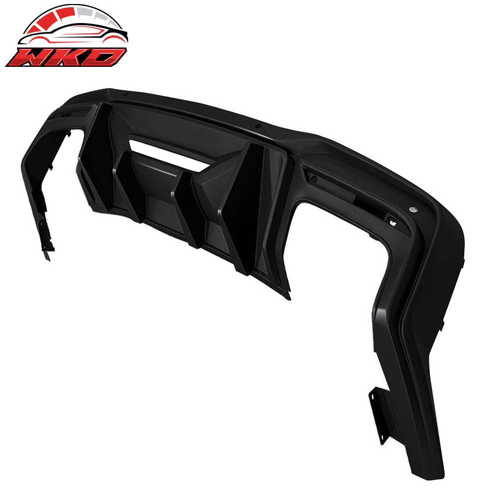 Fits 24-26 Mustang 7th Gen S650 Rock Style PP Rear Bumper Diffuser Gloss Black