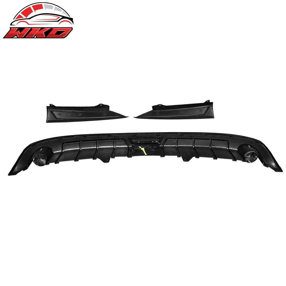 Fits 23-25 Honda Accord Gloss Black 3PCS Rear Bumper Diffuser W/ LED - IK Style