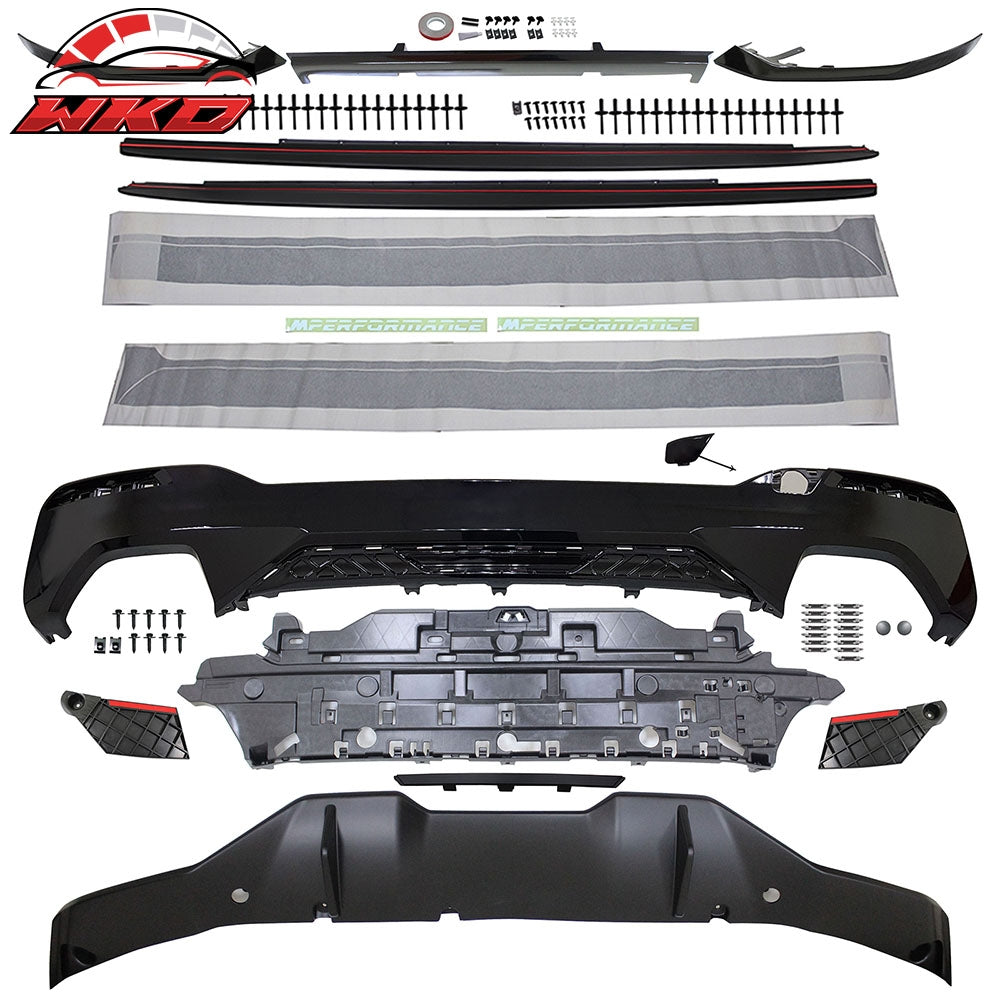 Fits 21-23 G30 G31 LCI MP Style Type 2 Rear Diffuser+Front Bumper Lip+Side Skirt
