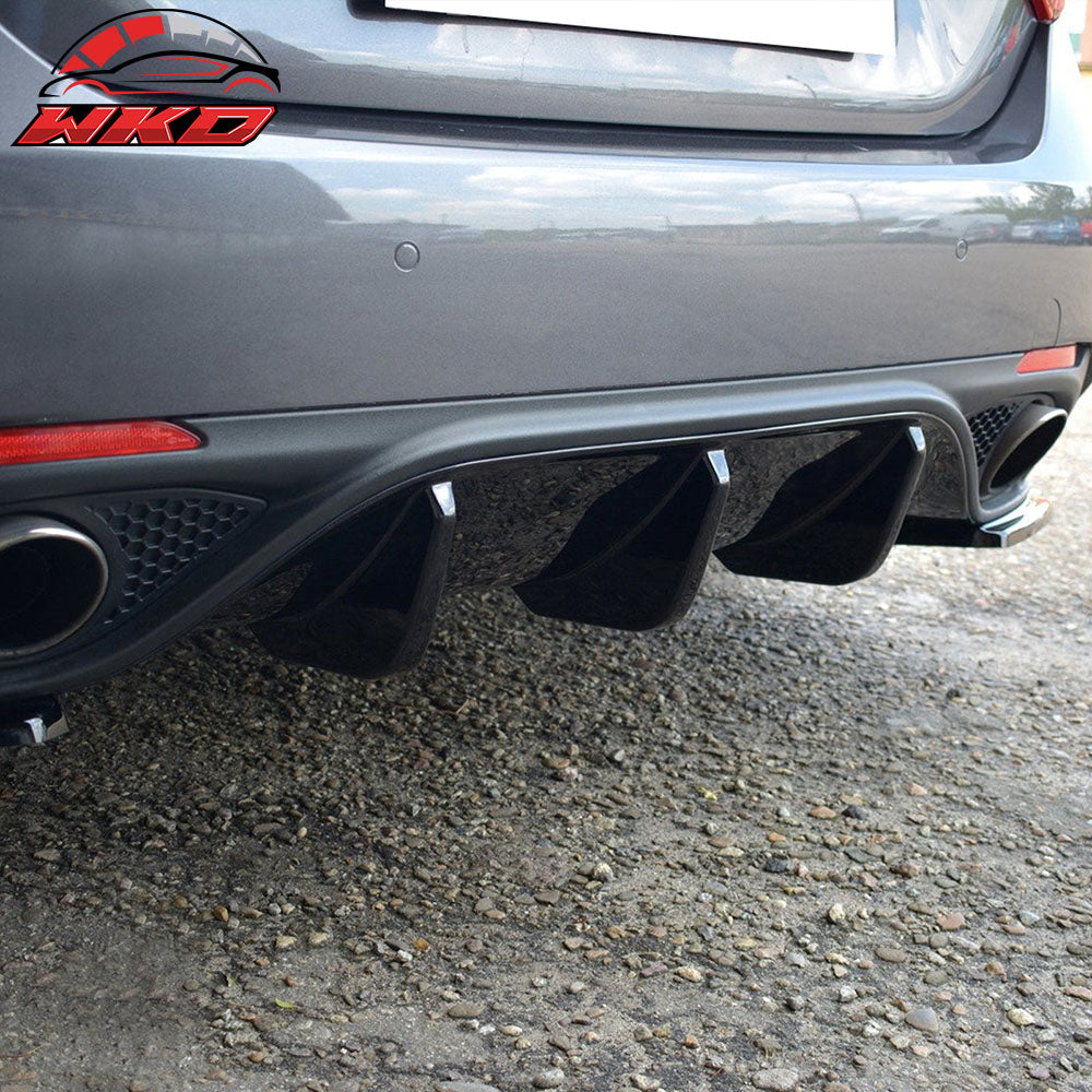 Fits 17-25 Alfa Romeo Giulia MX Style 3PCS Rear Bumper Lip Diffuser + Aprons PU