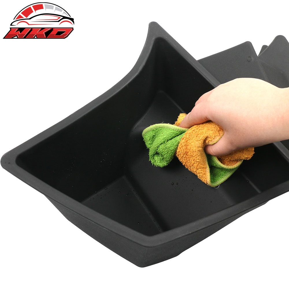 Fits 24-25 Tesla Model 3 Highland 4PCS TPE Rear Trunk Side Storage Bin Box W/Lid