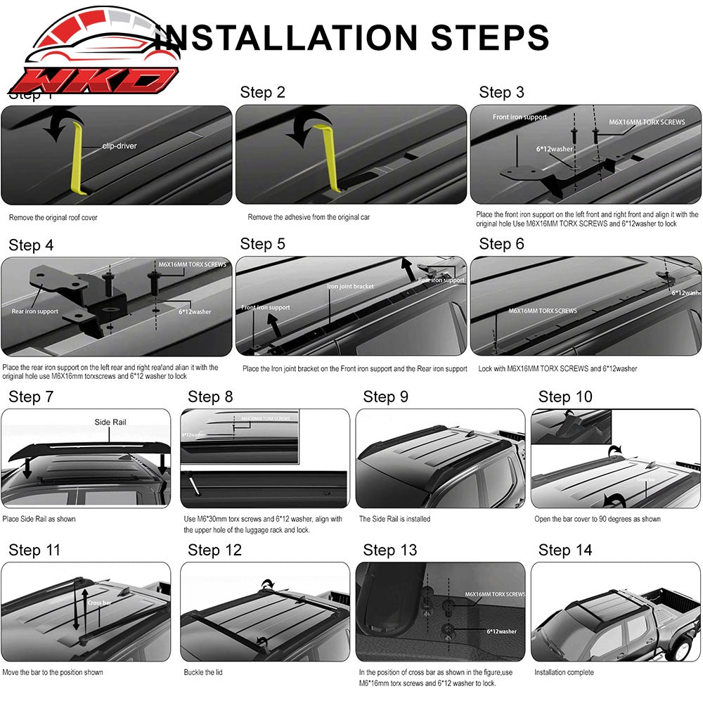 Fits 24-26 Toyota Tacoma Double Cab OE V2 Style Cross Bars with Slide Rail 8PCS