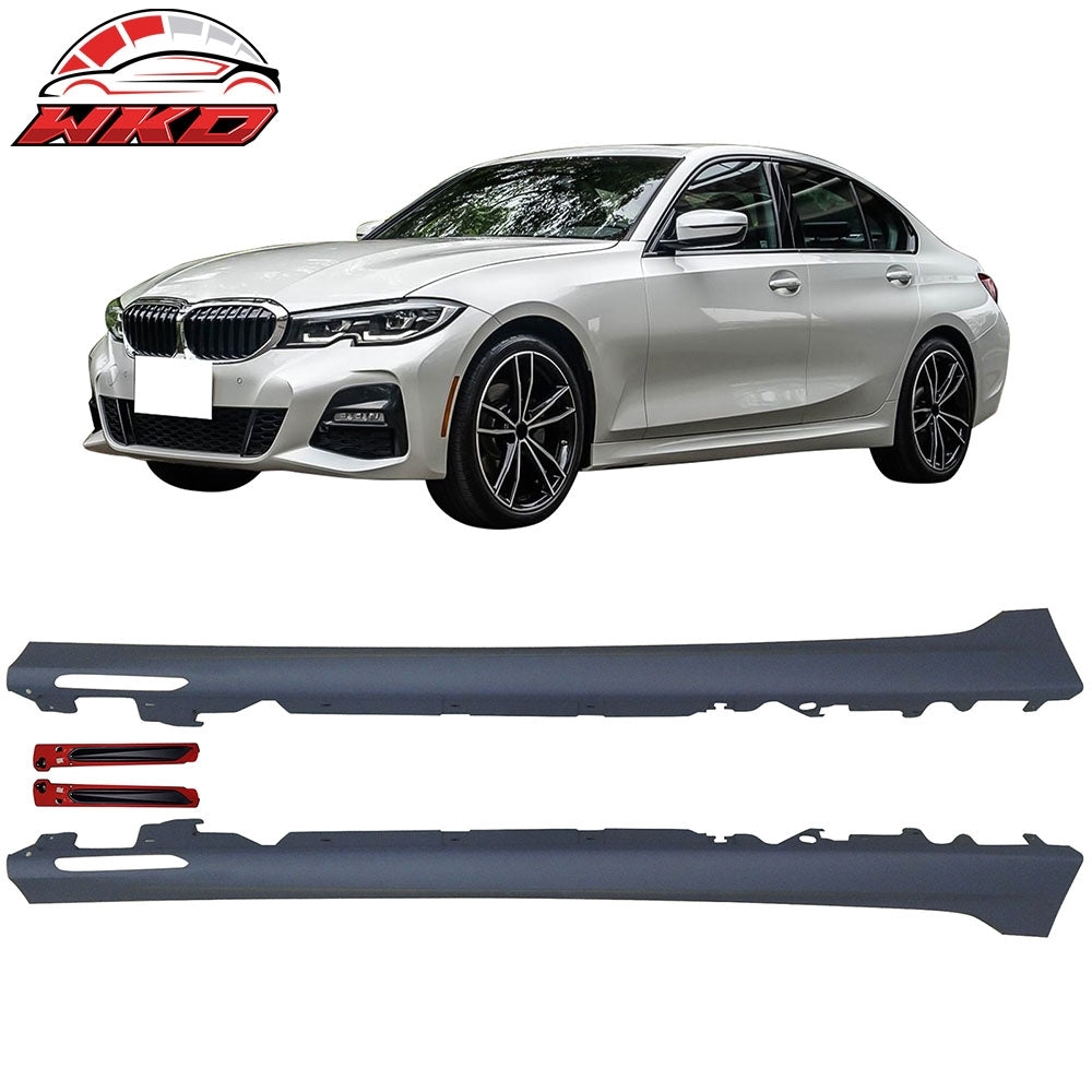 Fit 19-26 BMW 3 Series G20 Sedan M-Tech Side Skirts Diffuser Lip w/Ambient Light | Wholesale - Wikond Auto