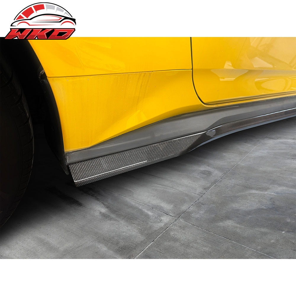 2024-26 Ford Mustang R Style Carbon Fiber Side Skirts Extension Splitters CF | Wholesale - Wikond Auto