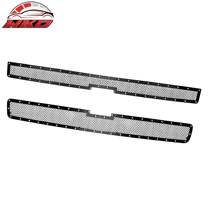 Fits 07-10 Silverado 2500 3500 HD Black Mesh Front Upper Grille Stainless Steel