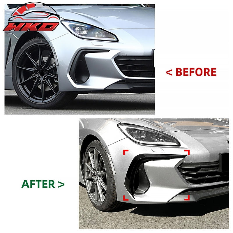 Fits 22-26 Subaru BRZ IKON Front Bumper Side Splitter Canards ABS Gloss Black