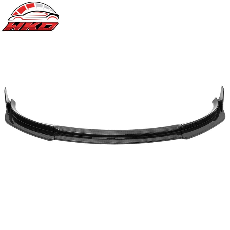 Fits 17-23 Tesla Model 3 IKON V4 Carbon Fiber Print Front Lip w/ V1 Winglets ABS