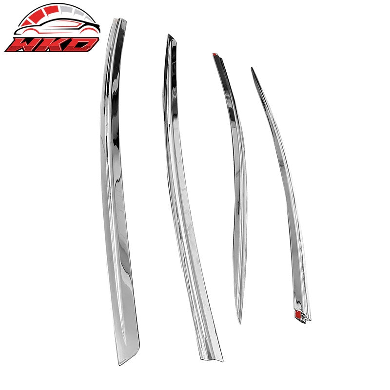 For 17-26 Tesla Model 3 ABS Tape-on Window Visor Sun Rain Guard 4PCS Chrome