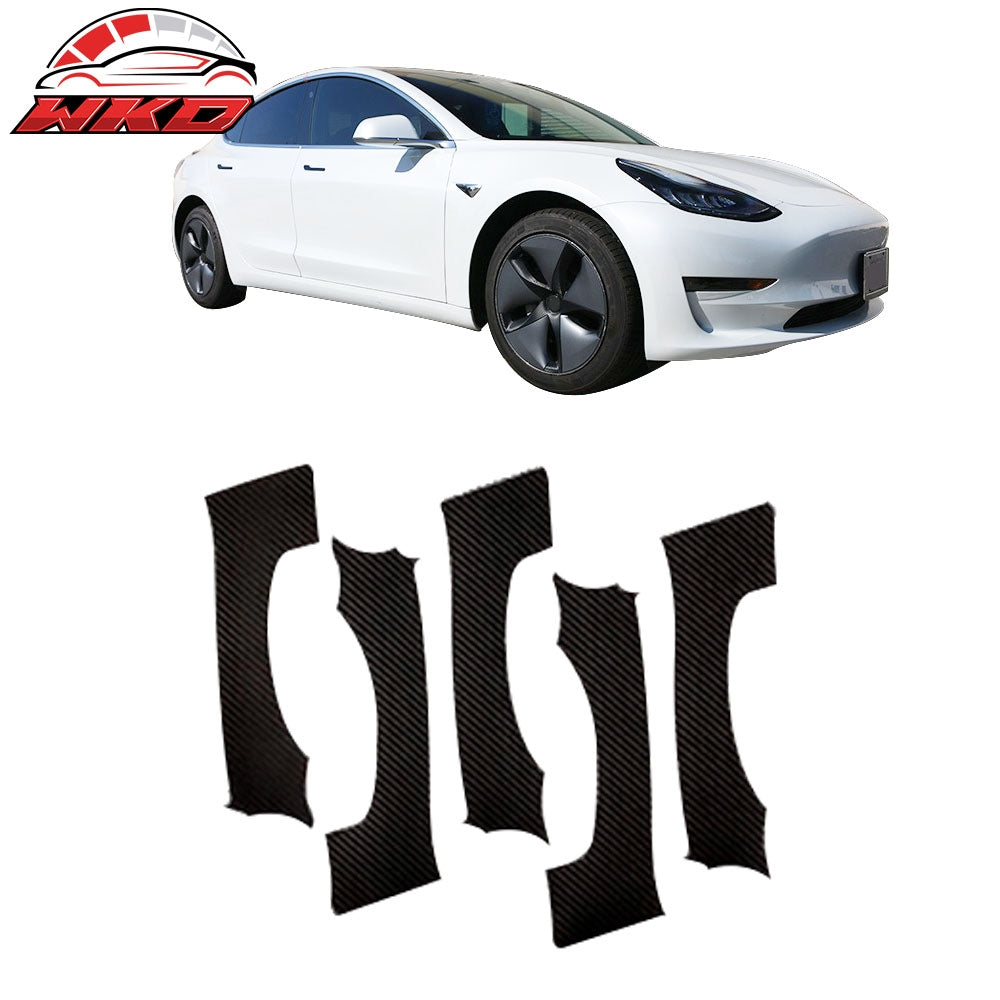 Fits 17-23 Tesla Model 3 Aero Wheel Wrap Kit All 4 Wheels - Carbon Fiber