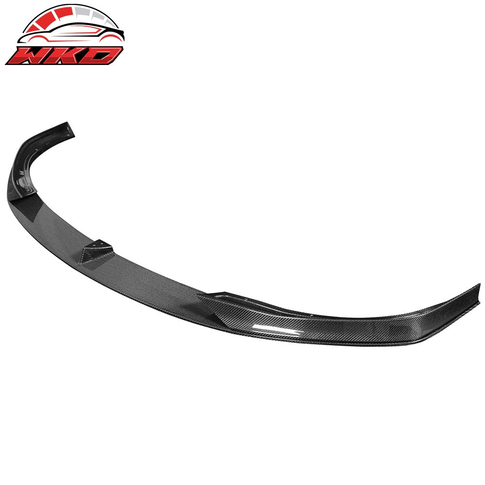 Fit 21-25 Tesla Model S V Style Gloss Black Carbon Fiber CF Front Bumper Lip 3PC