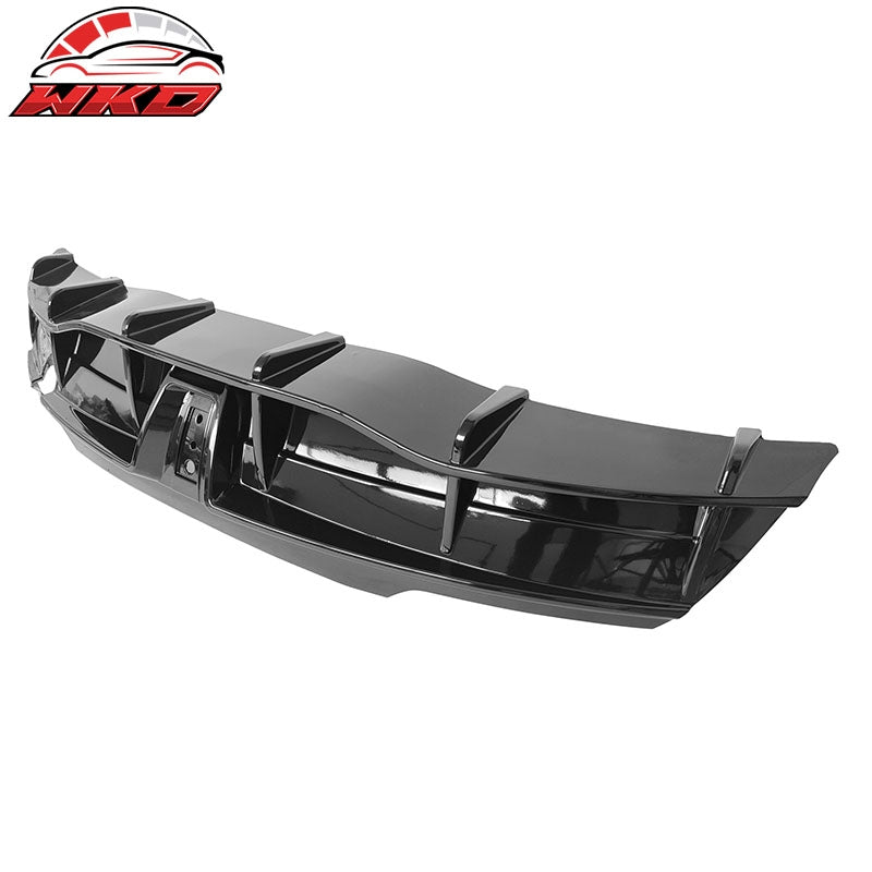 Fits 20-25 Tesla Model Y IKON Style Gloss Black Rear Bumper Lip Diffuser W/ LED