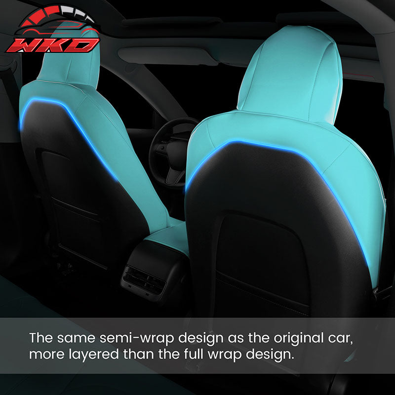 Fits 20-25 Tesla Model Y 5-Passenger Seat Cover Cushion Protector Leather - Blue