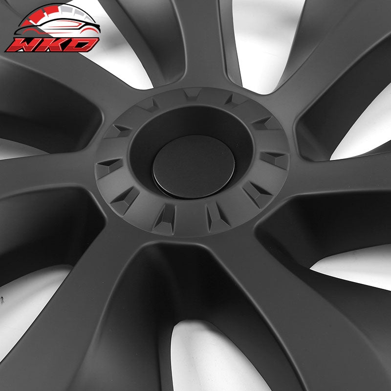 Fits 20-24 Tesla Model Y 19'' Cyclone Wheel Hubcaps Rim Covers Matte Black 4PCS