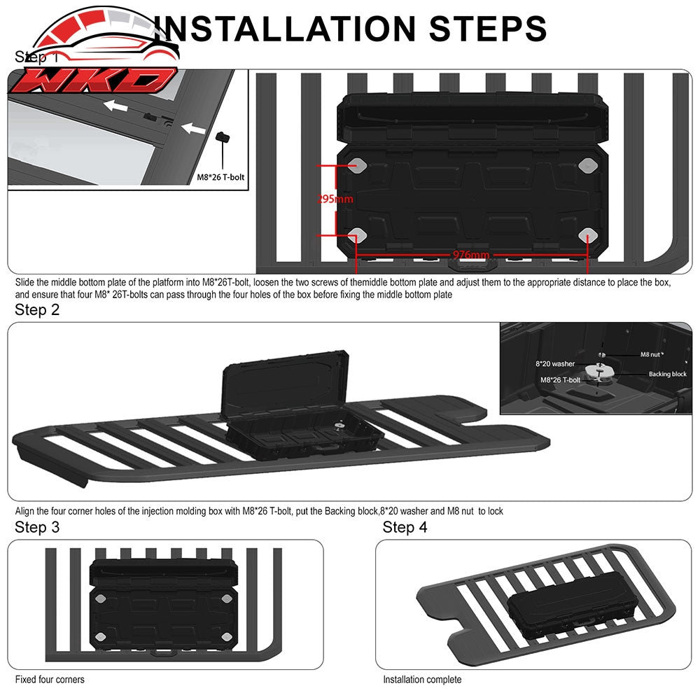 45X22X10" Truck Pickup Tool Box 120L Storage Organizer Case - Black PP | Wholesale - Wikond Auto