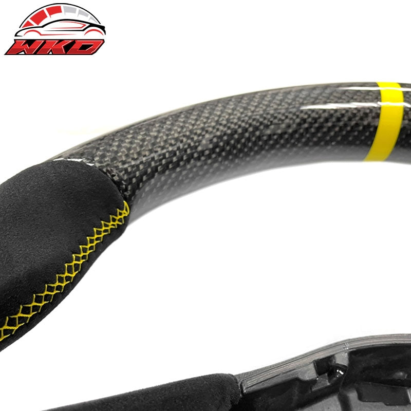 Fits 20-26 Toyota GR Supra A90 A91 CF Steering Wheel W/ Yellow Stitch & Stripe