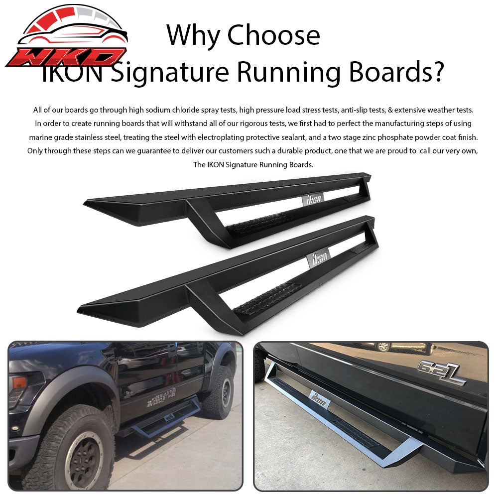 Fits 05-22 Toyota Tacoma Double Cab IKON V1 Style Steel Running Boards Black