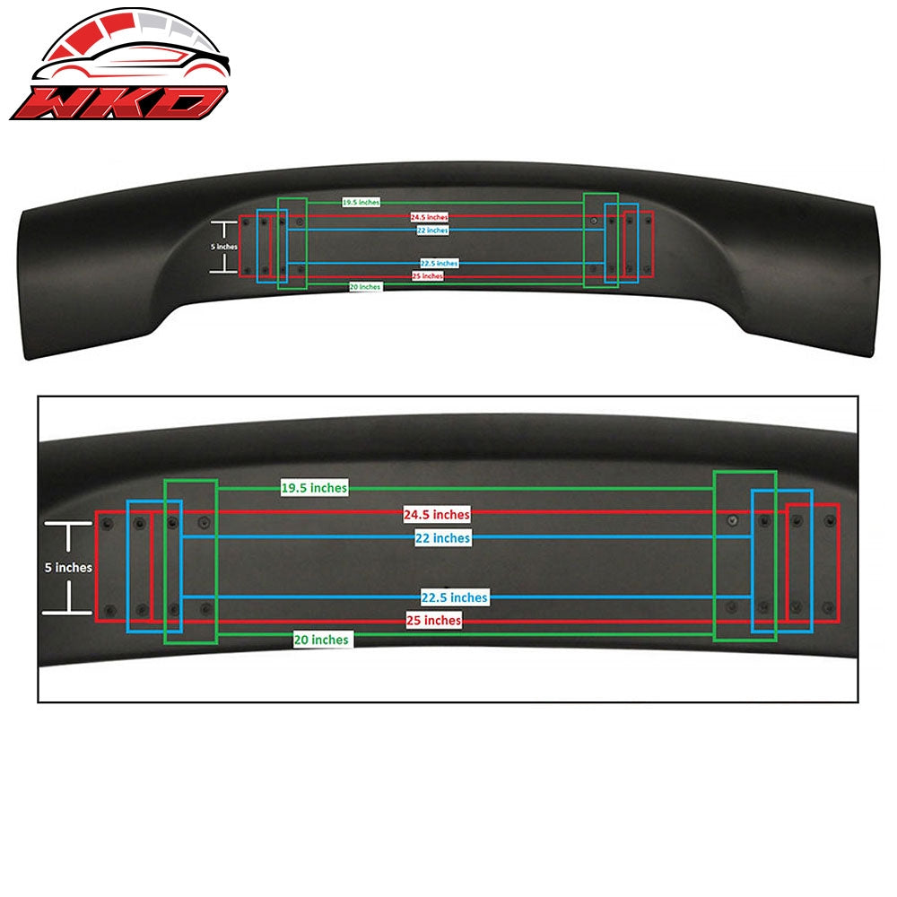 Universal Fit 57 Inch GT Type Adjustable Trunk Spoiler Unpainted Black - ABS