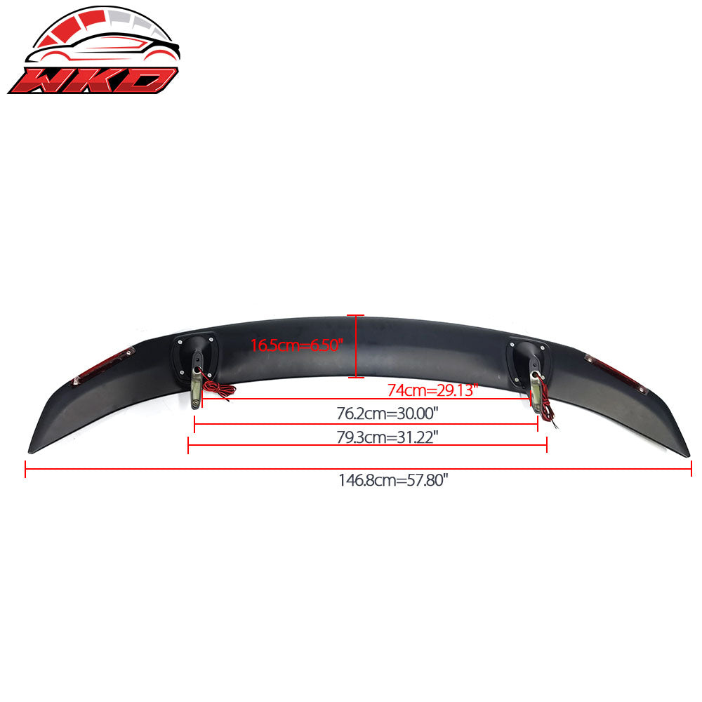 Universal Fitment Rear Trunk Spoiler Deck Wing With 2 Post&LED Turn Signal Light