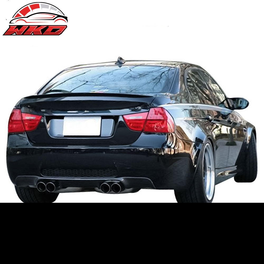 Fits 06-08 BMW E90 3 Series Trunk Spoiler+Front Splitters Painted #668 Jet Black