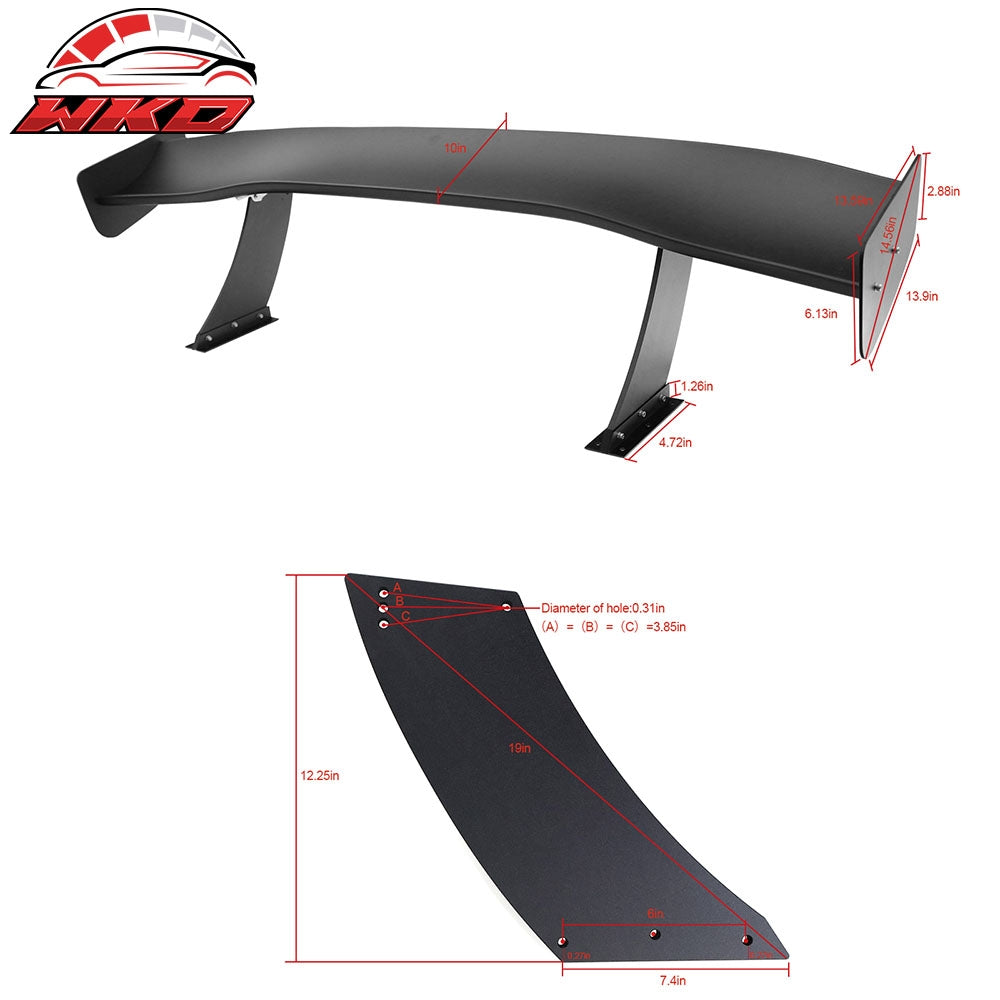 67" GTC300 Style Trunk Spoiler Rear Racing Wing (V4A Leg + Side Plate) | Wholesale - Wikond Auto