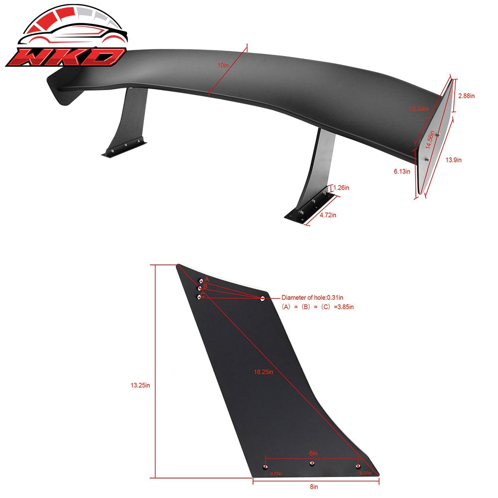 67" GTC300 Style Trunk Spoiler Rear Racing Wing (V4C Leg + Side Plate) | Wholesale - Wikond Auto