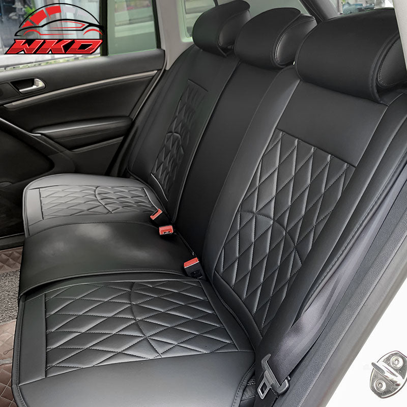 Universal Black PU Leather Car Seat Covers 04 Style Front& Rear 5 Seats Full Set