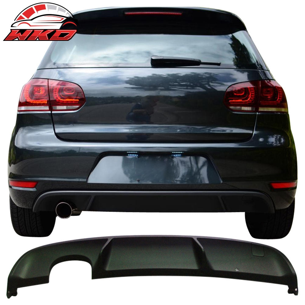 Fits 10-14 Volkswagen VW Golf MK6 Rear Bumper Diffuser Single Muffler Outlet