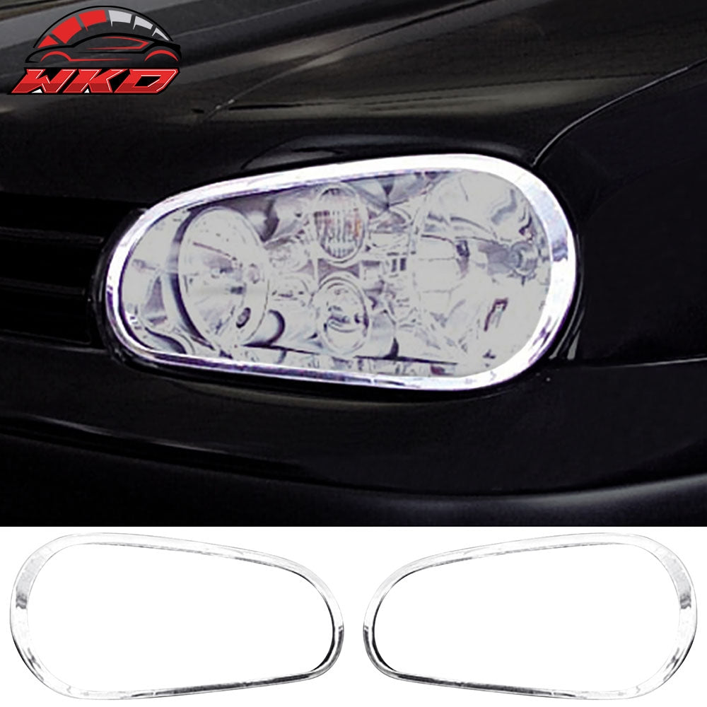 Fits 99-05 Volkswagen Golf 4 GTI Chrome ABS Front Headlight Bezels Covers Pair