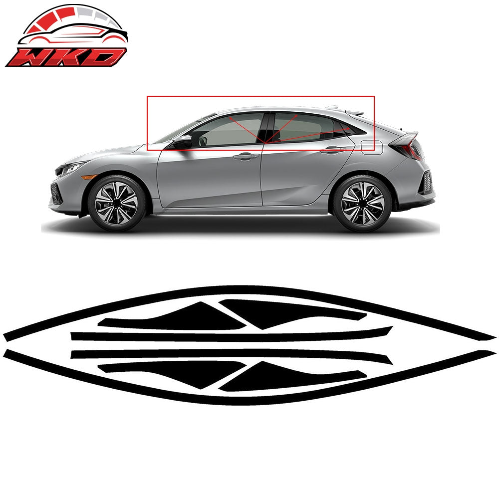 Fits 17-20 Civic Chrome Delete Blackout Window Trim Matte Black