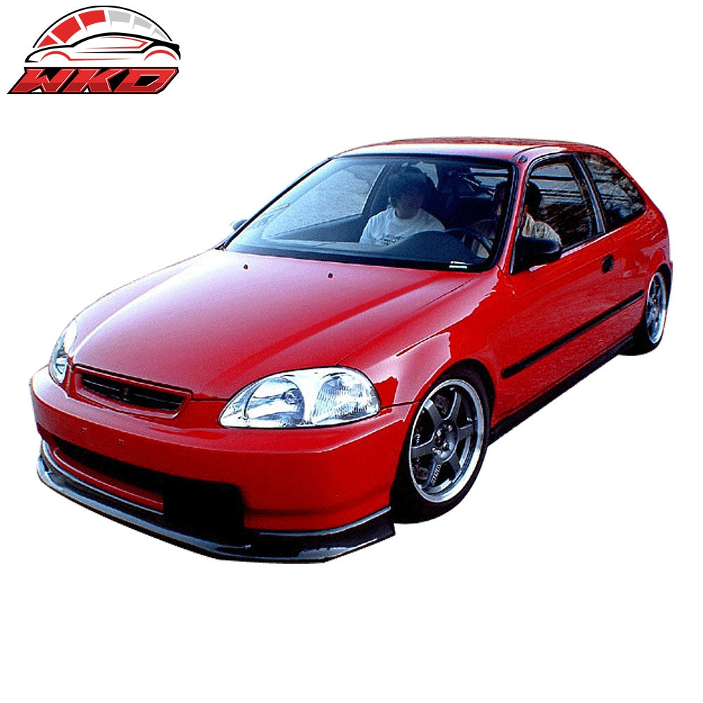 Fits 96-98 Honda Civic 4Dr Mugen Style Front Bumper Lip PP + 4PCS Window Visors