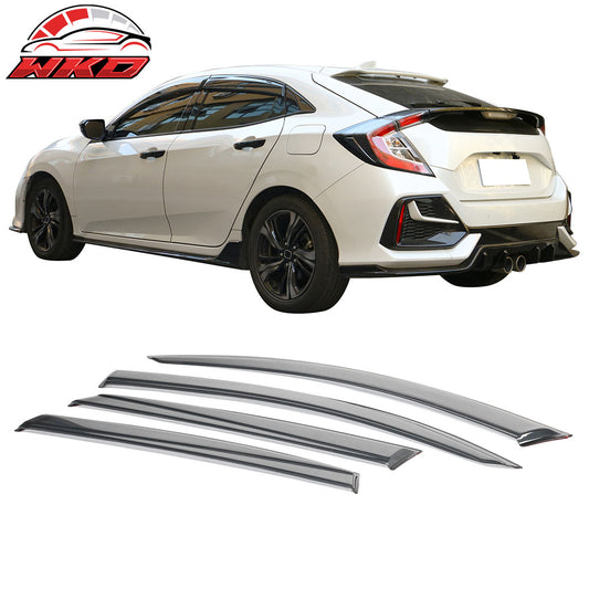 Fits 17-21 Honda Civic 10th Gen X HB5 Smoke Acrylic Window Visors Sun Deflector