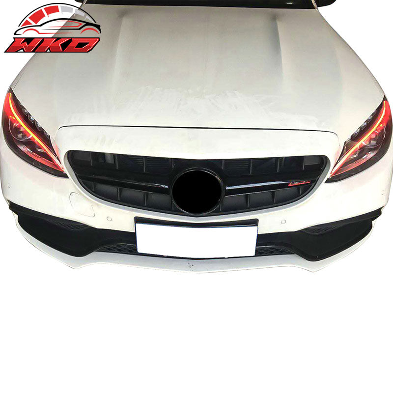 Fits 15-18 Benz W205 C-Class C63 AMG PP Front Bumper Conversion w/ Upper Grille