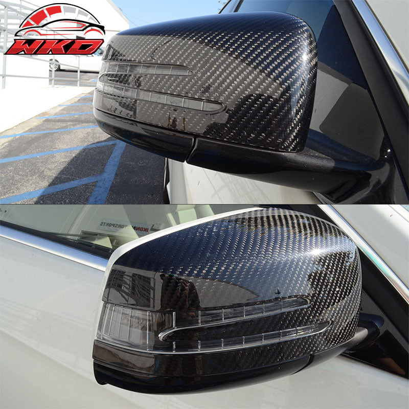 For 10-14 Benz E Class Side View Mirror Trim Overlay - Matte Carbon Fiber