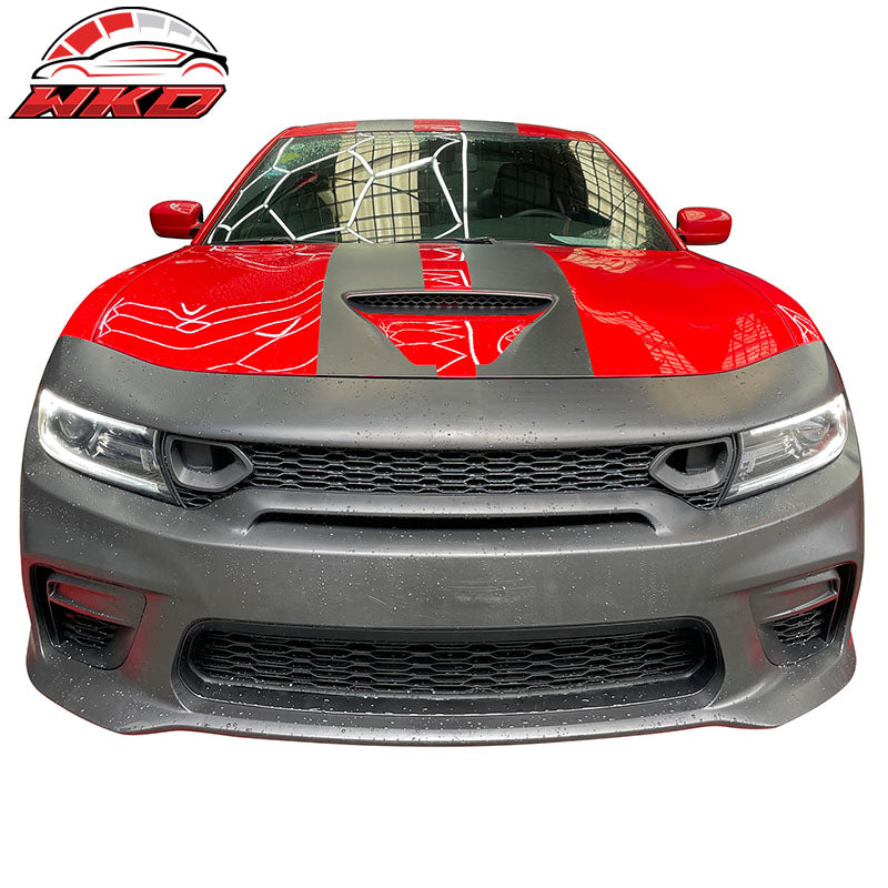Fits 15-23 Charger PP Front Bumper SRT LED Upper Lower Grille Foglight Cover