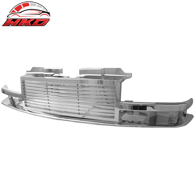 Fits 98-05 Chevy S10 Blazer Billet Style Horizontal Chrome Hood Grille - ABS