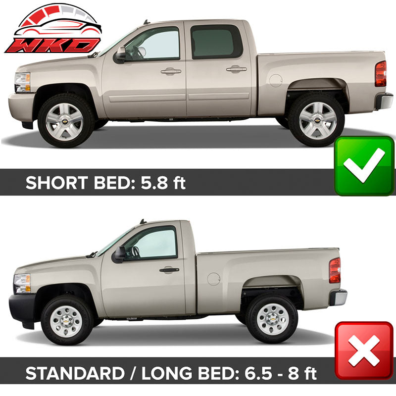 Fit 07-13 Silverado 1500 69.3" Short Bed Pocket Rivet Textured Fender Flares 4PC