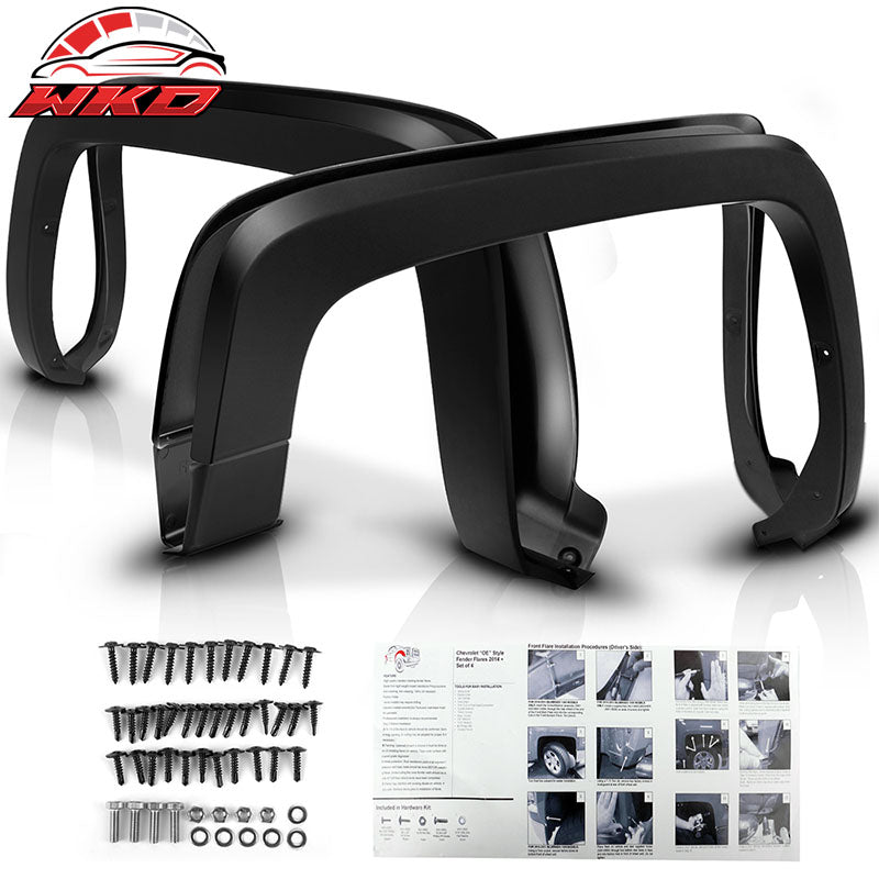 Fits 14-18 Chevy Silverado 1500 2500 HD OE Style Fender Flares PP Matte Black