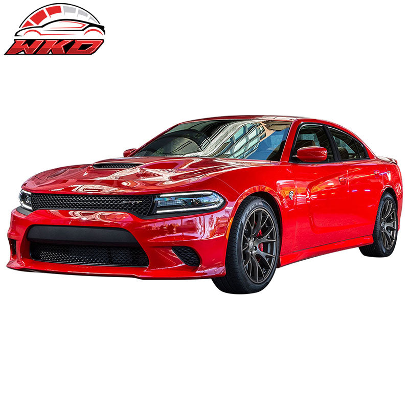 Fits 15-23 Dodge Charger SRT8 Hellcat Front Bumper Cover&Front Lip&Splitter Rod