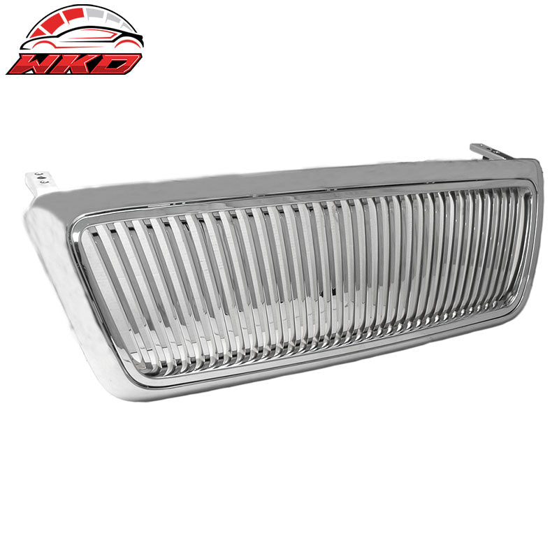 Fits 04-08 Ford F150 F-150 Pickup Front Bumper Hood Chrome Vertical Grill Grille