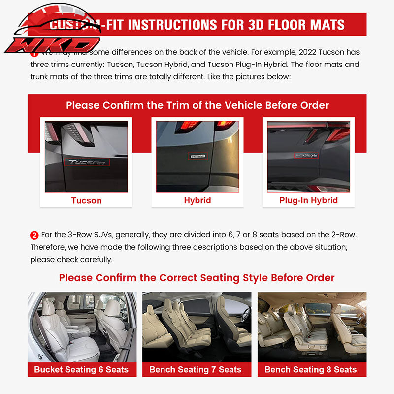 Fits 21-26 Ford Mustang Mach-E 3D Molded Floor Mats Trunk Cargo Carpet Liner TPE