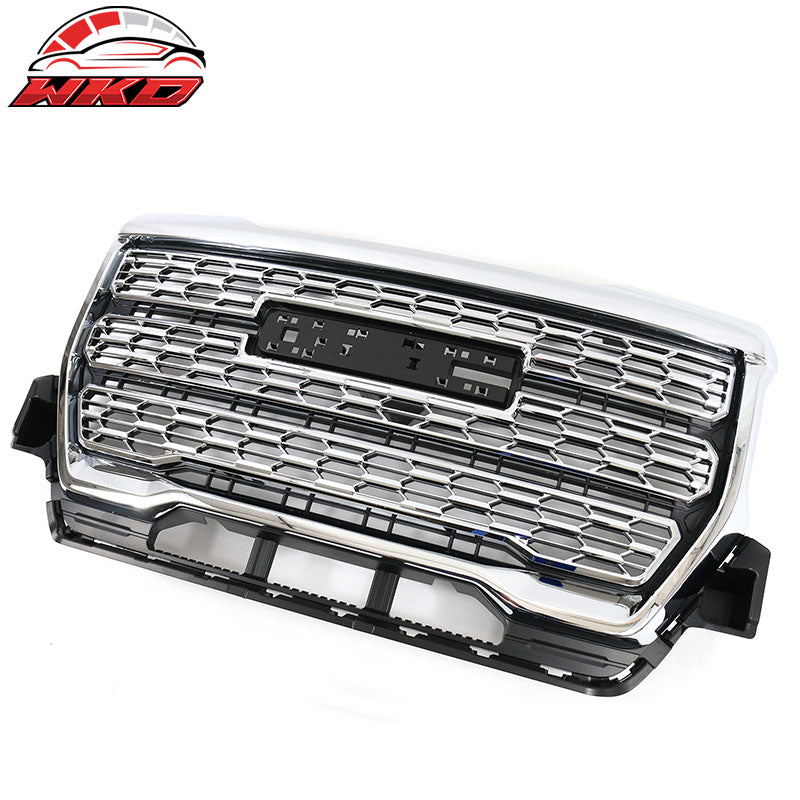 Fits 21-22 GMC Canyon Denali Style Front Bumper Upper Mesh Hood Grille Chrome