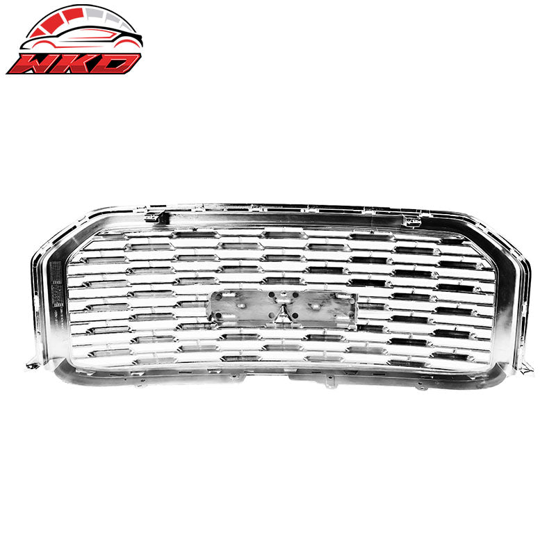 Fits 15-19 GMC Yukon Denali Style Front Upper Grille Chrome ABS + Red GMC Emblem