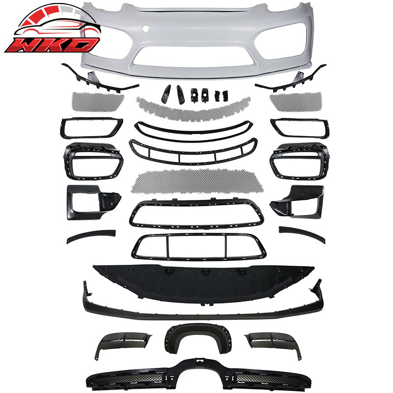 Fits 13-16 Cayman Boxster GT4 Style Front Bumper Cover + Fenders + Rear Diffuser