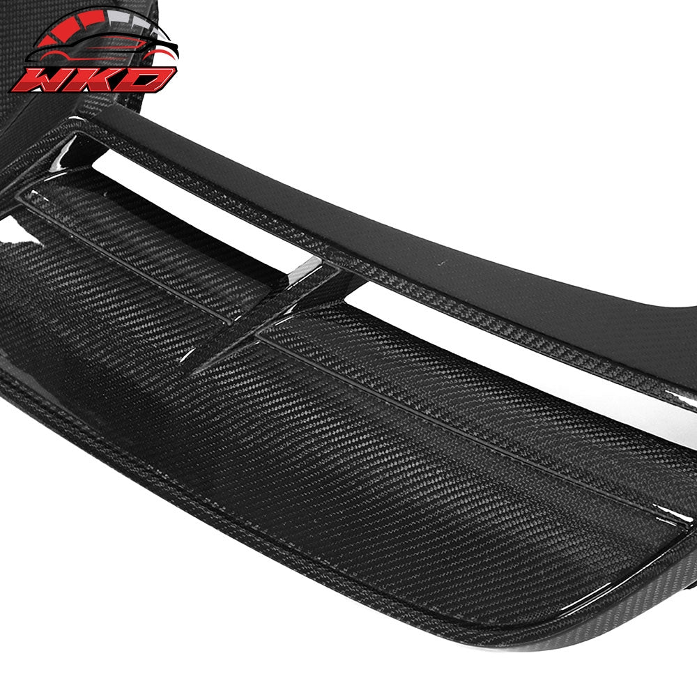 Fits 21-25 Tesla Model S 4DR Revozport Carbon Fiber Rear Bumper Lip Gloss Black