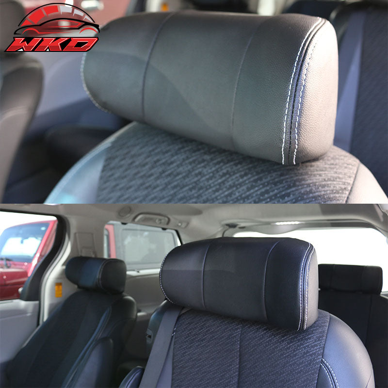 Fits 2011-2017 Sienna Black Faux Leather Front Headrests + Middle Headrests